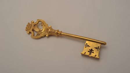 Front of the key to the city.