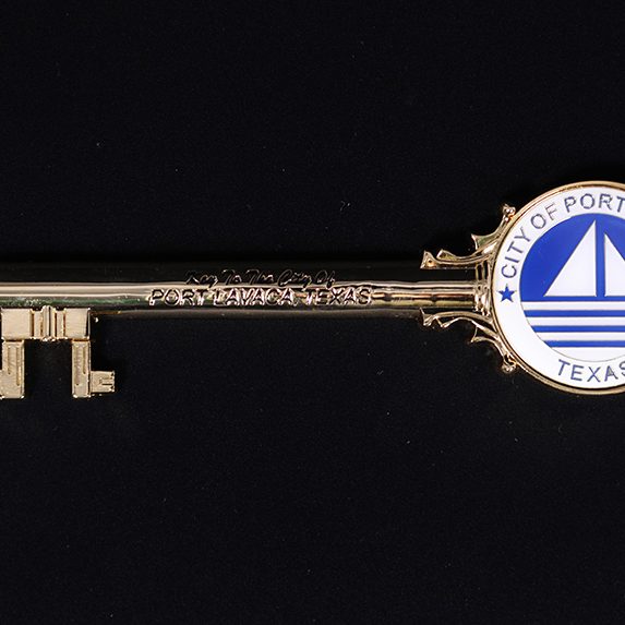 Front of the key to the city.
